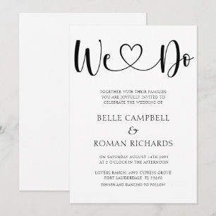 Black & White Heart Calligraphy & Photo Wedding In Invitation