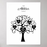 Black & White Heart Family Tree