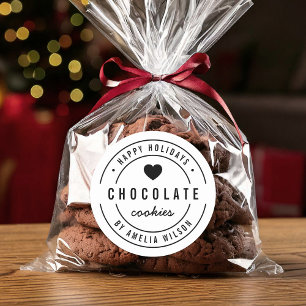 Black & White Heart Homemade Goods Happy Holidays Classic Round Sticker