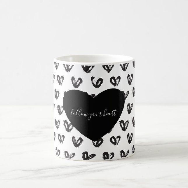 Black White Hearts Coffee Mug (Center)
