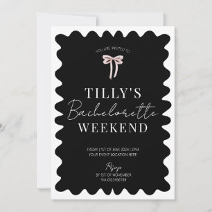 Black White Hen Do Bachelorette Weekend Itinerary  Invitation