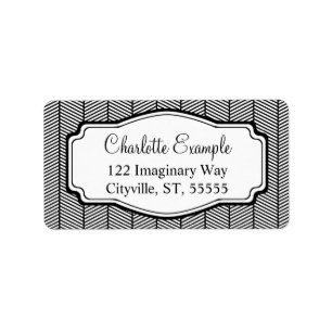 Black White Herringbone Classic Custom Label