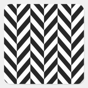Black White Herringbone Pattern Square Sticker