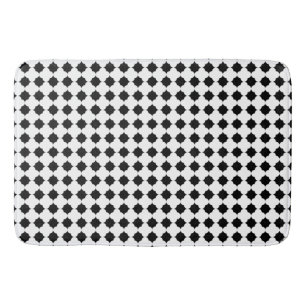BLACK WHITE HEXAGON PATTERN BATH MAT