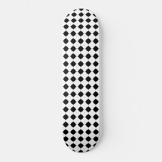 Black White Hexagon Pattern skateboard (Front)