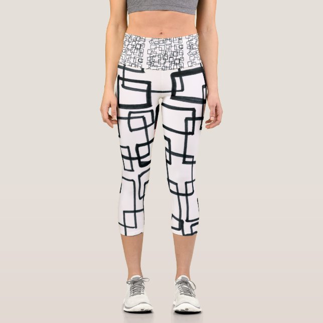 Black & White High Waisted Capris (Front)