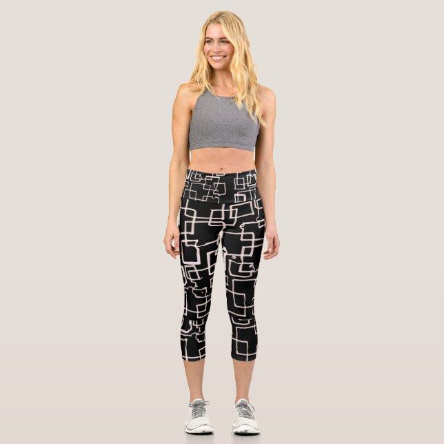 Black & White High Waisted Capris (Front)