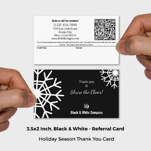 Black & White Holiday Bonus Thank You Referral Card