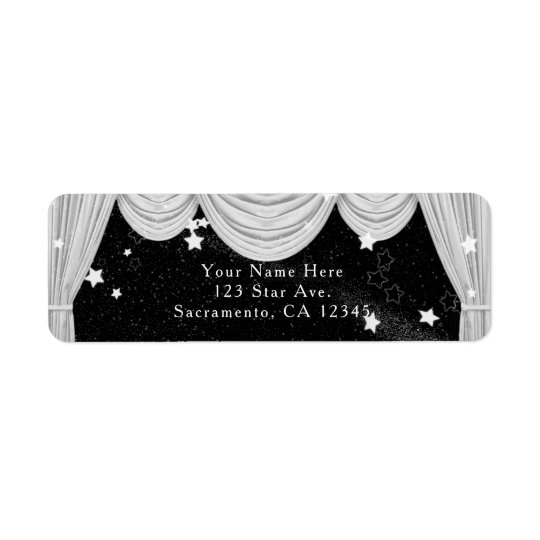 Black & White HOLLYWOOD Curtains Invitation Return Address Label