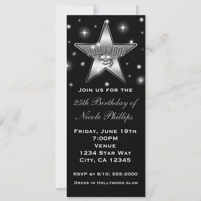 Black & White Hollywood Star Vintage Invitation (Front)