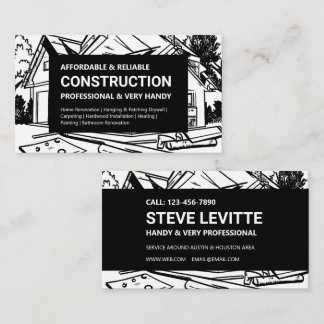 Black & White Home Construction Business Card