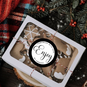 Black White Homemade With Love By  Classic Round Sticker