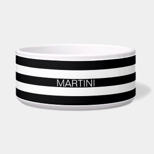 Black White Horizontal Preppy Stripe Name Monogram