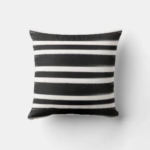 Black & White Horizontal Stripe Paint Brush Cushion