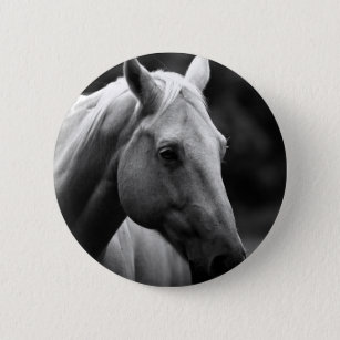 Black White Horse 6 Cm Round Badge