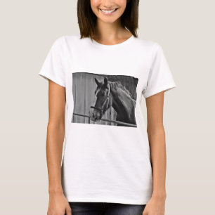 Black White Horse - Animal Photography Art T-Shirt