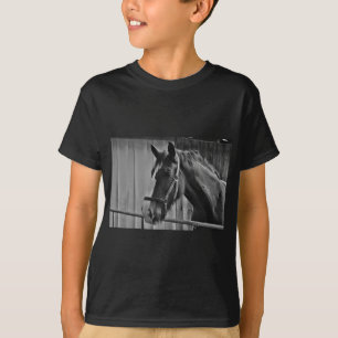 Black White Horse - Animal Photography Art T-Shirt