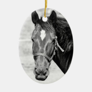 Black White Horse Ceramic Ornament