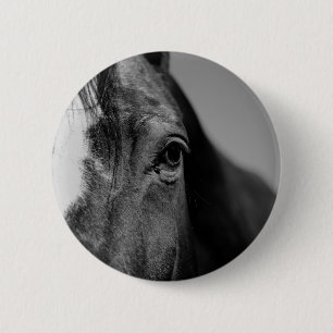 Black White Horse Eye Artwork 6 Cm Round Badge