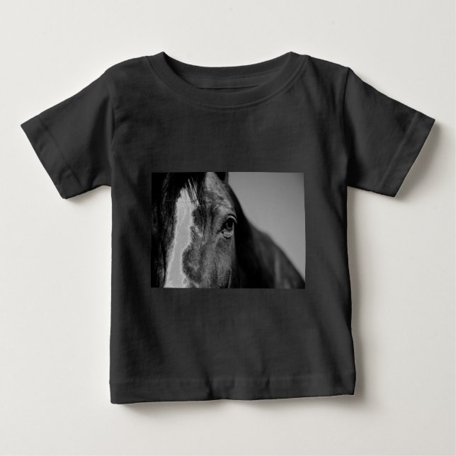 Black White Horse Eye Artwork Baby T-Shirt (Front)