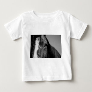 Black White Horse Eye Artwork Baby T-Shirt