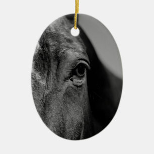 Black White Horse Eye Artwork Ceramic Ornament