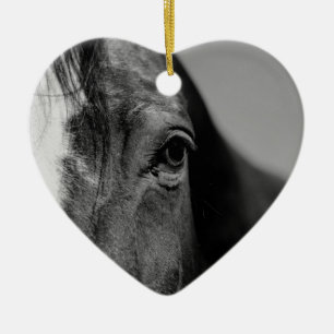 Black White Horse Eye Artwork Ceramic Tree Decoration