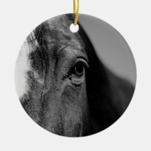 Black White Horse Eye Artwork Ceramic Tree Decoration