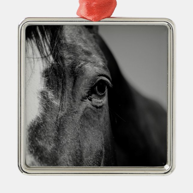 Black White Horse Eye Artwork Metal Tree Decoration (Front)