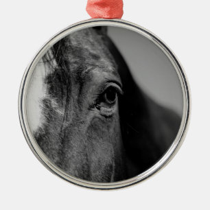 Black White Horse Eye Artwork Metal Tree Decoration