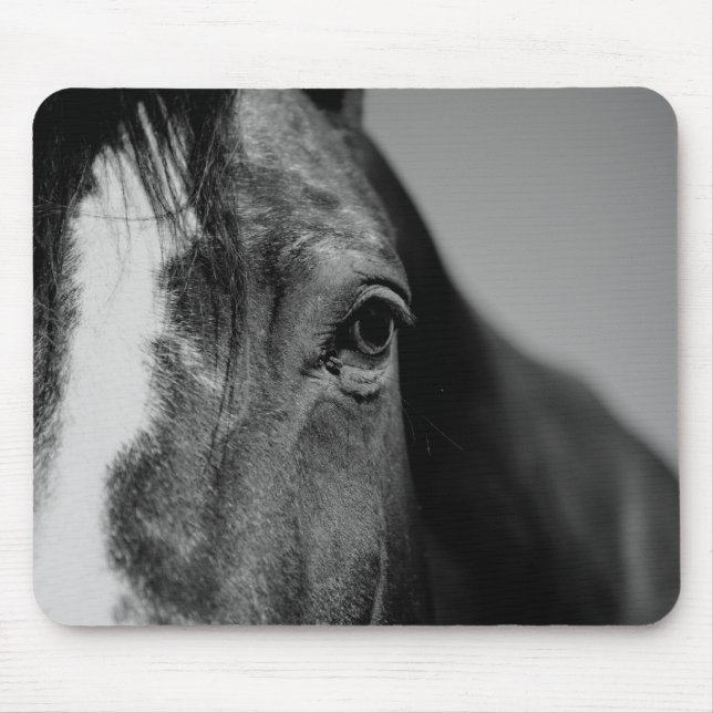Black White Horse Eye Artwork Mouse Pad (Front)