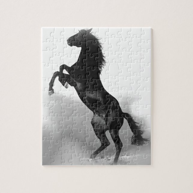 Black White Horse Jigsaw Puzzle (Vertical)