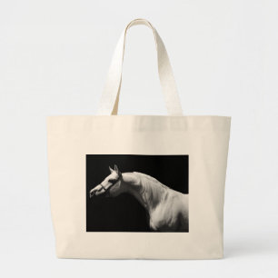 Black & White Horse Large Tote Bag