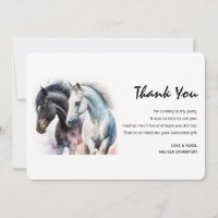 Black & White Horse Pair in Watercolor