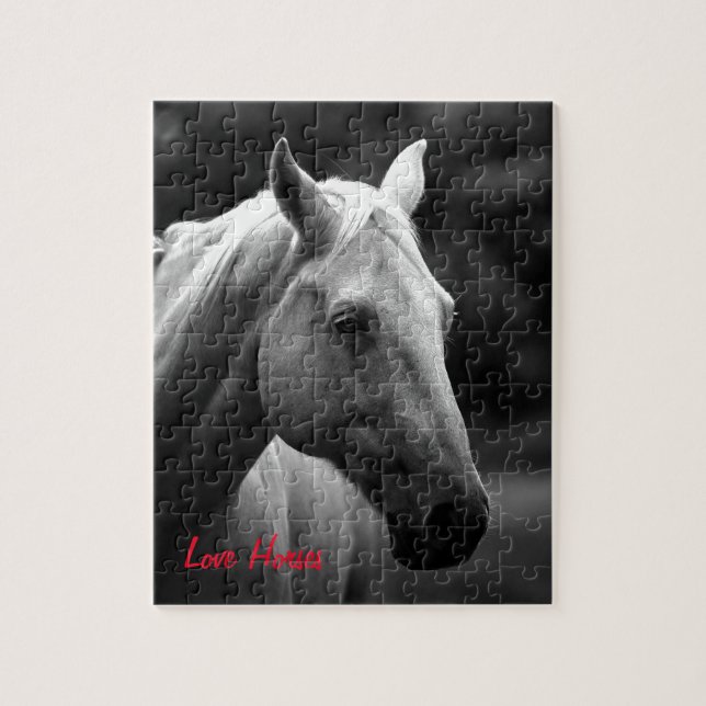 Black White Horse Photo - Animals Art Love Horses Jigsaw Puzzle (Vertical)