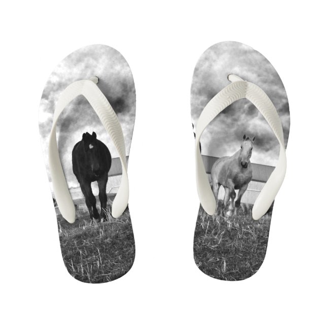 Black White Horse Photography, Kid's Thongs (Footbed)