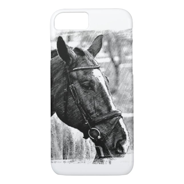 Black & White Horse Sketch Case-Mate iPhone Case (Back)