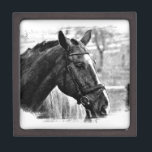 Black White Horse Sketch Gift Box<br><div class="desc">Horse Head Art - Horse Face - Modern Digital Animal Art</div>