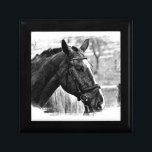 Black White Horse Sketch Gift Box<br><div class="desc">Horse Head Art - Horse Face - Modern Digital Animal Art</div>