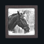 Black White Horse Sketch Keepsake Box<br><div class="desc">Horse Head Art - Horse Face - Modern Digital Animal Art</div>