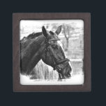 Black White Horse Sketch Keepsake Box<br><div class="desc">Horse Head Art - Horse Face - Modern Digital Animal Art</div>