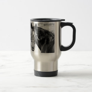 Black White Horse Travel Mug