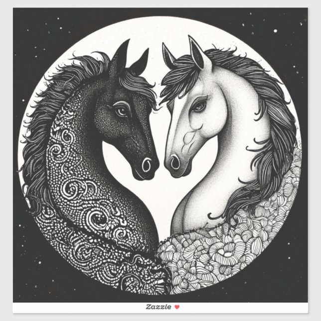 🐎 Black White Horses Gift For Animal Lover 🎁 (Sheet)