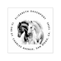 Black & White Horses in Watercolor