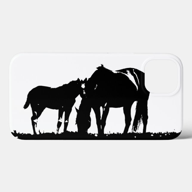 Black White Horses Silhouette Case-Mate iPhone Case (Back (Horizontal))