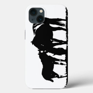 Black White Horses Silhouette iPhone Case