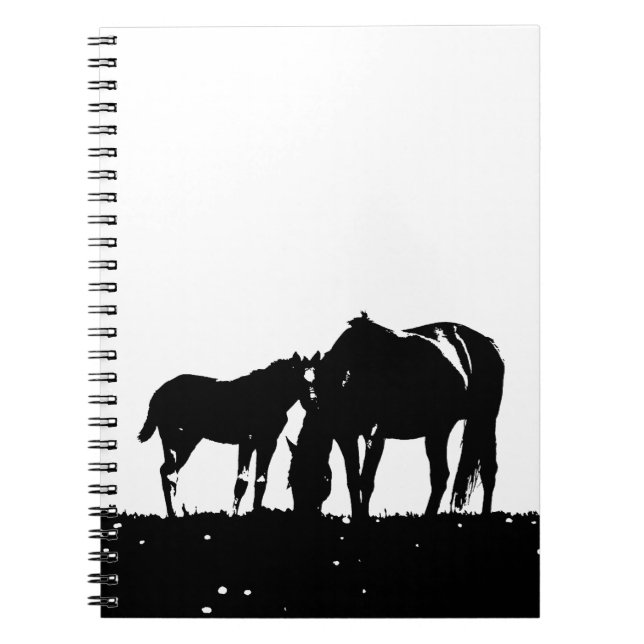 Black & White Horses Silhouette Notebook (Front)