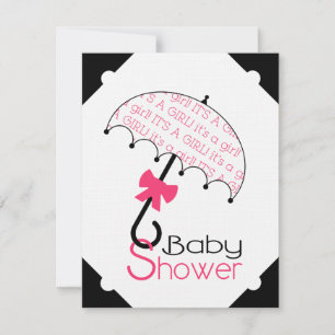 Black White & Hot Pink Baby Shower Invitation