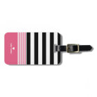 Black, White & Hot Pink Striped Personalised