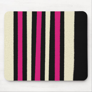 Black White Hot Pink Stripes Cool Simple Pattern Mouse Pad